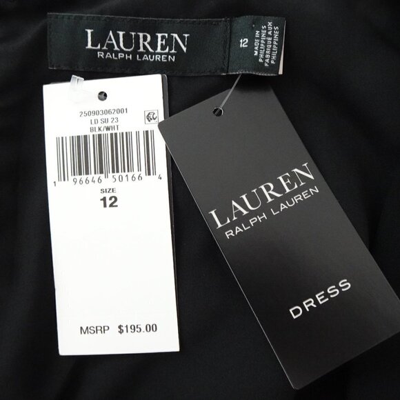 Ralph Lauren Scoop Neck Dress Women's Size 12 Black Sleeveless Lined Sheath - Picture 10 of 12